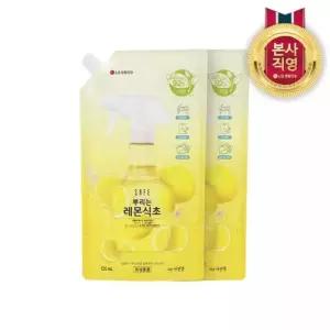 세이프 뿌리는 레몬식초 주방세제 스프레이 리필 725ml 2개(과일 채소식기 도마 세척용)