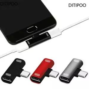 USB C 분배기 유형 남성-듀얼 여성 이어폰 충전기 어댑터 변환기