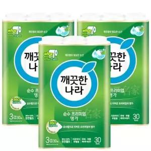 깨끗한나라 프리미엄 순수 30m30롤 x 3팩