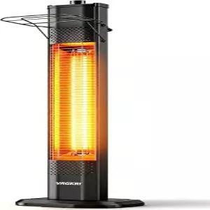 VAGKRI 야외 전기 1500W 36인치 적외선 히터 2개의 히트 튜브 3단계 팁 오버 및 과열 방지 기능 IPX5 방수