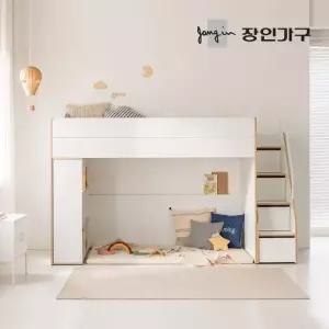 장인가구 무료배송) 도담 어린이 높은 2층 수납 벙커침대 책장형 침대프레임 SS 수납계단)+낮은포켓