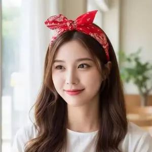 페이즐리 반다나 리본 머리띠 헤어밴드 축구 페이즐리 초등학교