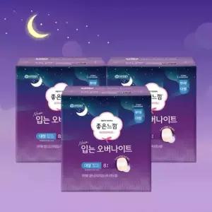 좋은느낌 입는 오버나이트 8매 X 3팩 / 입는생리대