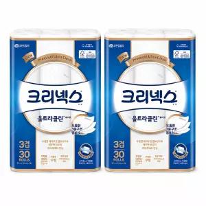 크리넥스 3겹 울트라클린 화이트 25MX30롤 2팩 화장지 휴지