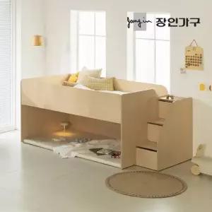 장인가구 무료배송) 도담 어린이 낮은 2층 벙커침대 침대프레임 SS 수납계단)+낮은포켓