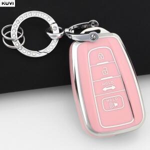 TPU 자동차 키 케이스 커버 쉘 4버튼 토요타 프리우스 캠리 코롤라 CHR RAV4 랜드 크루저 프라도 키체인 액