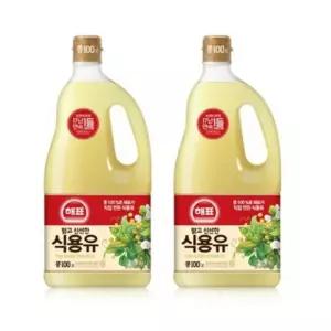 해표 식용유, 2개, 1.8L 오일 올리브 오일 식용 오일 식물성오일 오일 콜드프레스 오일 주방