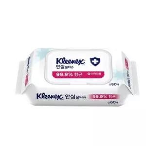 )크리넥스 안심 물티슈(캡형 60매)물티슈 캡형물티슈 캡물티슈 탕비실물티