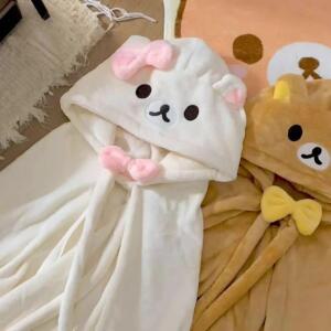 리락쿠마 귀여운 만화 캐릭터 부드러운 에어컨 담요 망토 가정 사무실 학생 기숙사 낮잠 이상적인 휴일 서