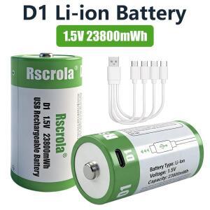 대용량 1.5V 23800mWh USB 충전식 D형 리튬 배터리 LR20 가스레인지 온수기 손전등 라디오용