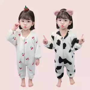 화이트 체리 젖소 우주복 아동실내수면우주복 아기잠옷 아기실내복 여름바디수트 신생아배넷슈트