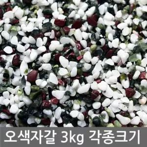 오색자갈 3kg전후 어항 수족관 장식 색자갈 바닥재 화분 옥돌 용품 인테리어 미술재료 오색