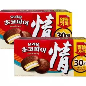 오리온 초코파이 정 30입 1170g 2개 대용량 과자 간식 초코케이크 사무실 탕비실 학원 학교 단체간식 행사