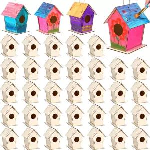 더블필 12개 6.3인치 나무 새집 키트 용 DIY 미완성 제작을 위한 VBS 공예 수업 파티를 목공예 생일 선물