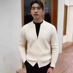 데일리룩 남자 루즈핏 집업가디건 정장 지퍼 골지 니트 가디건