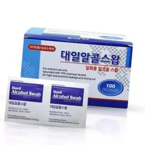 (다올)알콜스왑 100매 알콜솜 알콜티슈 소독솜 핸드폰 손소독