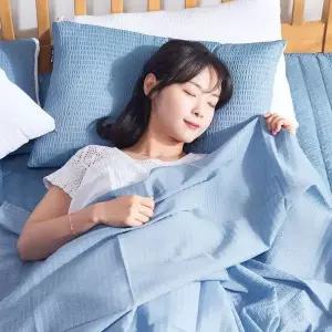 하늘색 시어서커 홑이불 얇은 여름 침구 면리플 인견 시원한
