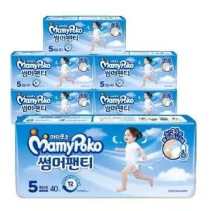 마미포코 썸머팬티 여아용 팬티 5단계 특대형 40Px6팩