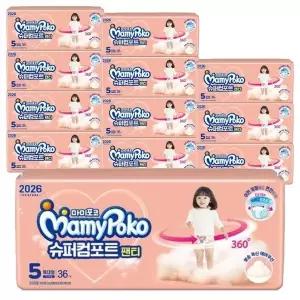 마미포코 슈퍼컴포트 팬티 여아용 5단계 특대형36Px12