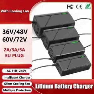 36V 48V 60V 72V 충전기 2A 3A 5A 10S 13S 16S 20S 이온 배터리 팩 42V 54.6V 67.2V 84V 고속 충전 EU