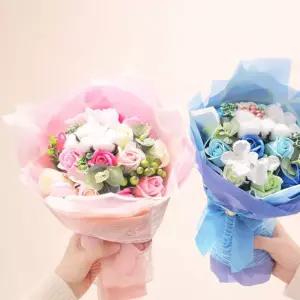코튼 비누장미 꽃다발 핑크 비누꽃 화이트데이 기념일 선물