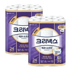 유한킴벌리 크리넥스 3겹 데코앤소프트 35MX24롤 2팩 화장지 두루마리휴지