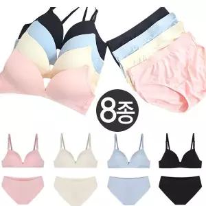 [보리보리/제이코튼]소프트 숨쉬는 노와이어 브라팬티 8종세트 저중심 풀컵