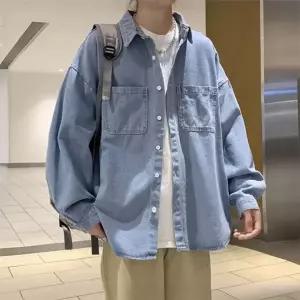 남성 청자켓 빈티지 데님 셔츠 스티치 포인트 코디