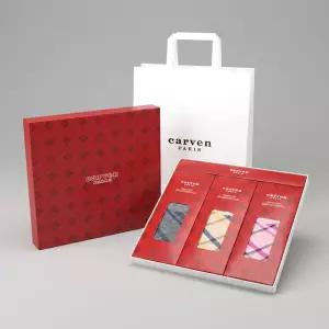 까르벵(carven) 여성 캐주얼 중목 양말 선물세트+쇼핑백 /프리미엄 코마면 무봉제 3족 명절 추석 요양원