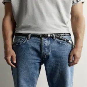 ZARA 메탈 팁 브레이디드 레더 벨트 - 블랙 2823/307/800