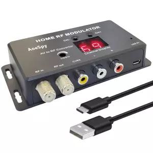 RF 변조기 RCA to Coaxial 컨버터 TV 튜너용 UHF 어댑터 및 채널 스위치 위성 셋톱박스/케이블 박스 VCR