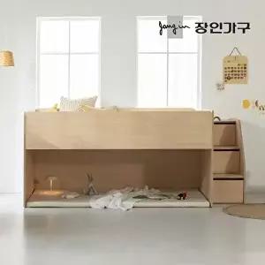 [장인가구](무료) 도담 어린이 낮은 2층 벙커침대 침대프레임 SS (수납계단)