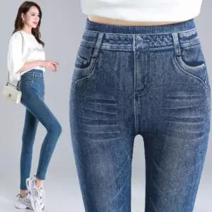 여성 페이크 데님 쫀쫀 아영 팬츠 블랙진 데일리 스판