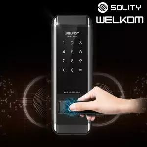 [전국설치] 웰콤 WTS-750B 무타공 지문인식 도어록 0초잠금 지문스캔 0.9초 번호키 현관문 디지털도어락