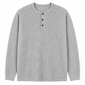 남성 데일리 와플 헨리넥 긴팔 티셔츠 ON-SHA-QWFLLAJM