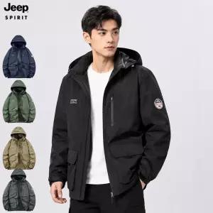 JEEP SPIRIT 남성 봄가을 후드 바람막이 점퍼 멀티포켓 캐주얼 자켓 빅사이즈