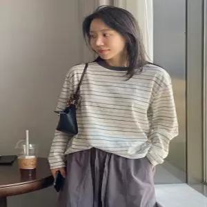 텐텐 스트라이프 오버핏 긴팔티 (2 color)