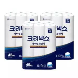 크리넥스 물에녹는 에어셀 화장지 프리미엄 45m 24롤 3팩 45090