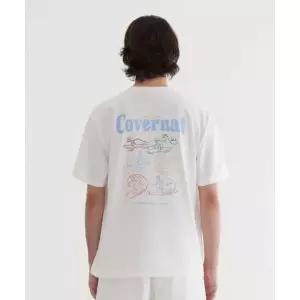 COVERNAT 쿨 코튼 서핑 모션 그래픽 티셔츠 White
