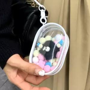 투명 PVC 솜인형 파우치 원형 화이트