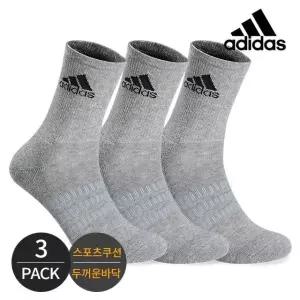[하프클럽/아디다스]아디다스 남성 쿠션 넥 골지 크루삭스 3P_GY