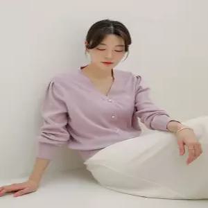 퍼프진주버튼가디건