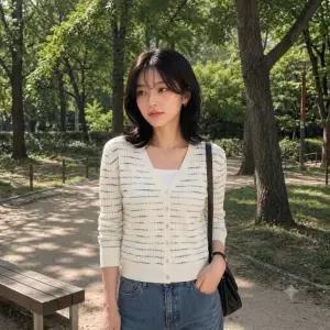 [롯데백화점]지고트 *골지 스트라이프 V넥 가디건JS4E1CD501