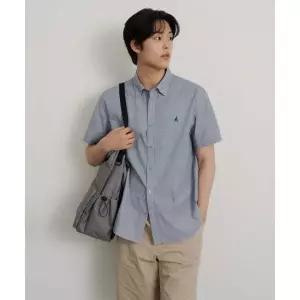 매장정품 BEANPOLE 빈폴 MEN 시어서커 마이크로 깅엄 반소매 셔츠 네이비 BC6465C42R 1985448