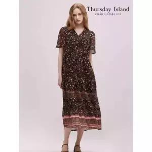 써스데이아일랜드Thursday Island 보더 포인트 쉬폰 원피스T244MOP239W 1189556