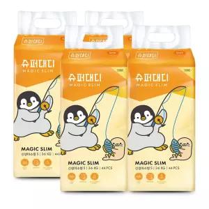 2팩이상 추가 할인 슈퍼대디 미스터펭 매직슬림 밴드기저귀 4팩 신생아소형, 176매