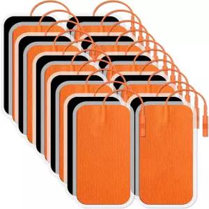 Lanieney 20팩 2 X4 대형 TENS 유닛 전극 패드 오렌지 2mm 커넥터가 포함된 업그레이드된 재사용 가능한