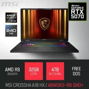 ⓒ MSI 크로스헤어 A18 HX A8WGKG-R9 QHD+ 32GB 4TB / 18인치 편집 고성능 게임 포토샵 AI 노트북