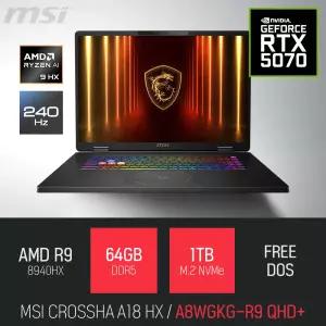 ⓒ MSI 크로스헤어 A18 HX A8WGKG-R9 QHD+ 64GB 1TB / 18인치 편집 고성능 게임 포토샵 AI 노트북
