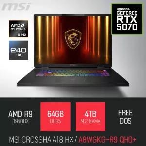 ⓒ MSI 크로스헤어 A18 HX A8WGKG-R9 QHD+ 64GB 4TB / 18인치 편집 고성능 게임 포토샵 AI 노트북